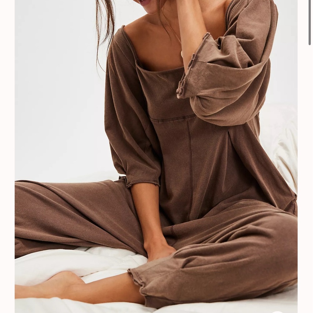 Free People - Brown “Lotta Love” jumpsuit sz Large - Intimately line
